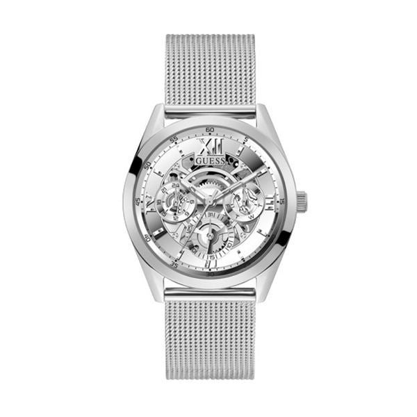  Shop Authentic Guess Tailor Multifunction Silver Dial Silver Mesh Bracelet Watch for Men - GW0368G1 - Luxxuri