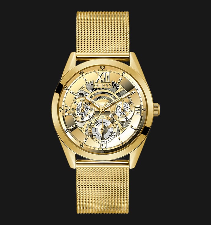  Shop Authentic Guess Tailor Multifunction Gold Dial Gold Mesh Bracelet Watch for Men - GW0368G2 - Luxxuri