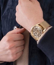  Shop Authentic Guess Tailor Multifunction Gold Dial Gold Mesh Bracelet Watch for Men - GW0368G2 - Luxxuri