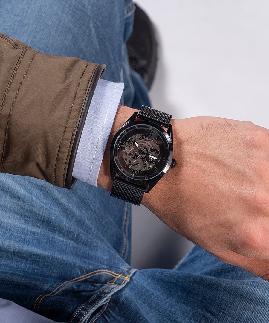  Shop Authentic Guess Analog Multifunction Black Dial Black Mesh Bracelet Watch for Men - GW0368G3 - Luxxuri