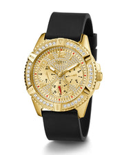  Shop Authentic Guess Frontier Diamonds Gold Dial Black Rubber Strap Watch For Women - W1160L1 - Luxxuri