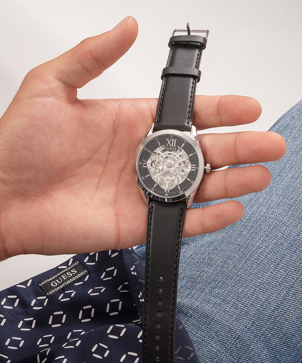  Shop Authentic Guess Tailor Multifunction Black Dial Black Leather Strap Watch for Men - GW0389G1 - Luxxuri