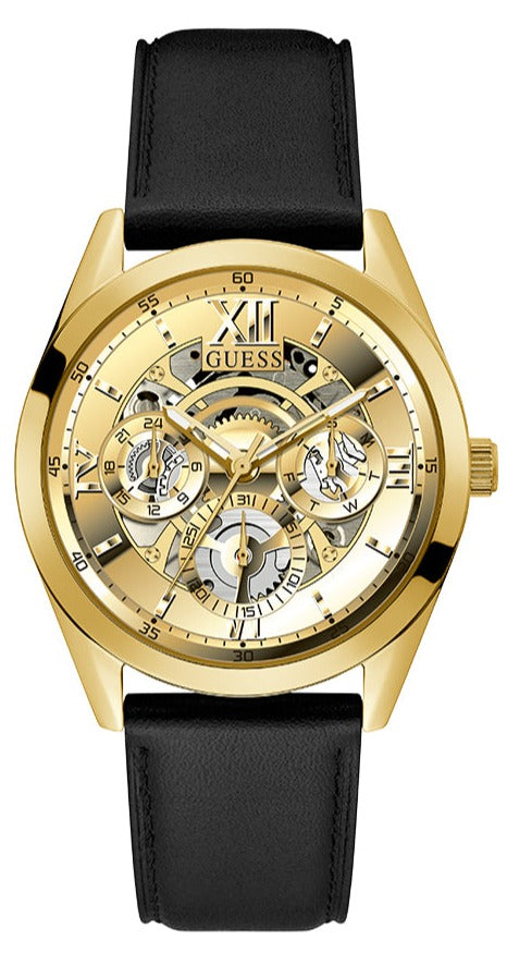  Shop Authentic Guess Tailor Gold Dial Black Leather Strap Watch for Men - GW0389G2 - Luxxuri