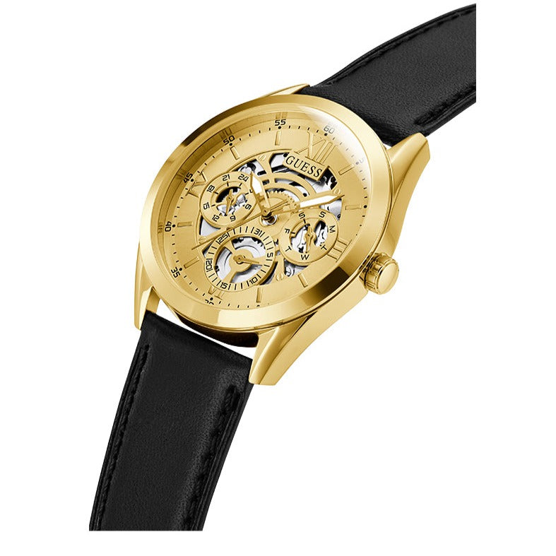  Shop Authentic Guess Tailor Gold Dial Black Leather Strap Watch for Men - GW0389G2 - Luxxuri