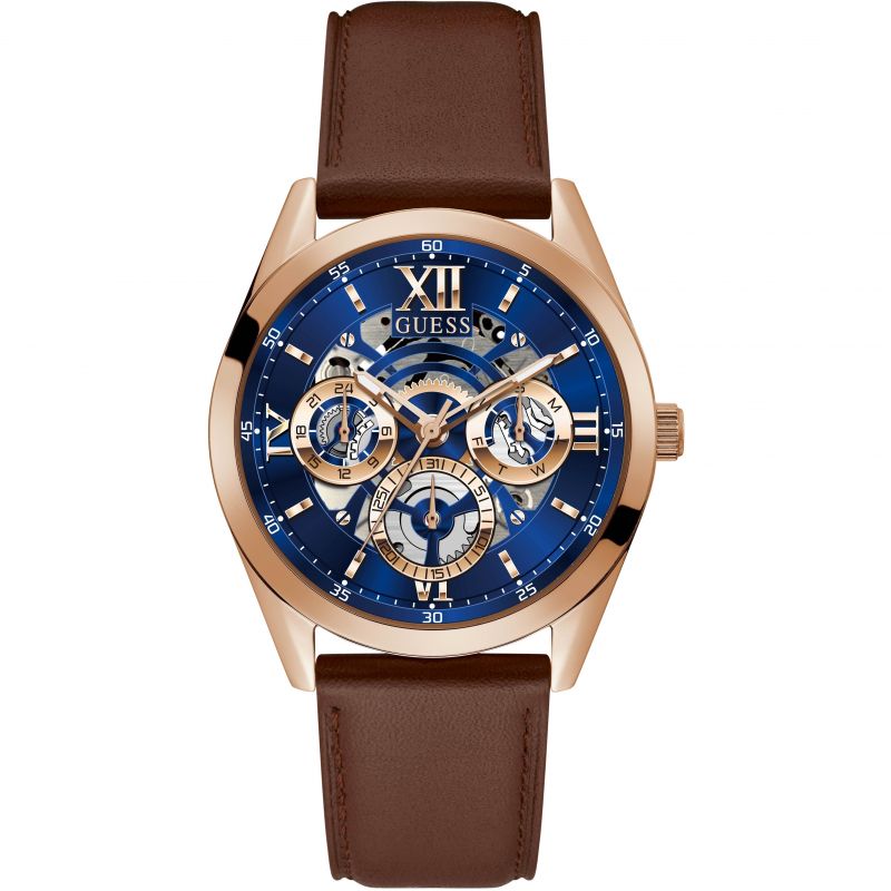 Shop Authentic Guess Tailor Analog Blue Dial Brown Leather Strap Watch for Men - GW0389G3 - Luxxuri