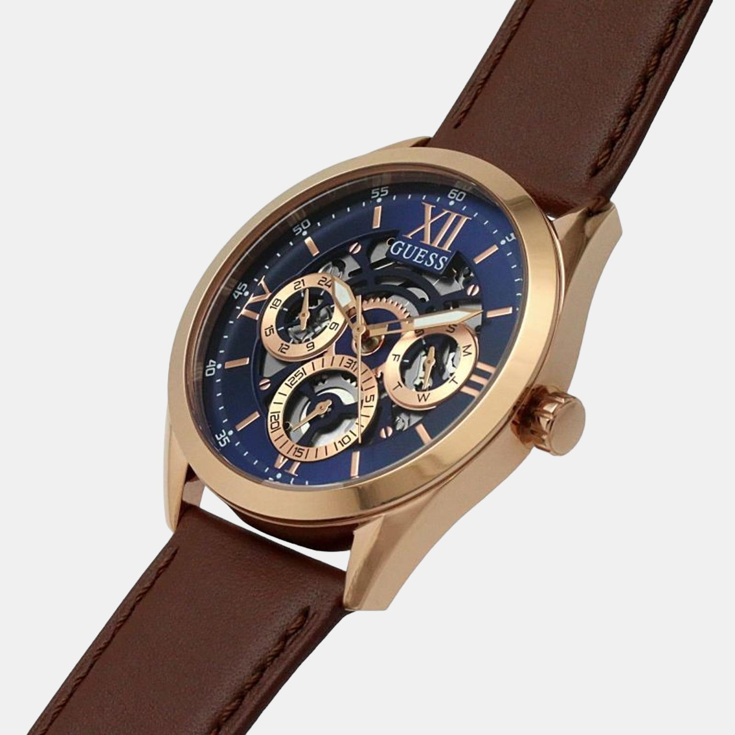  Shop Authentic Guess Tailor Analog Blue Dial Brown Leather Strap Watch for Men - GW0389G3 - Luxxuri