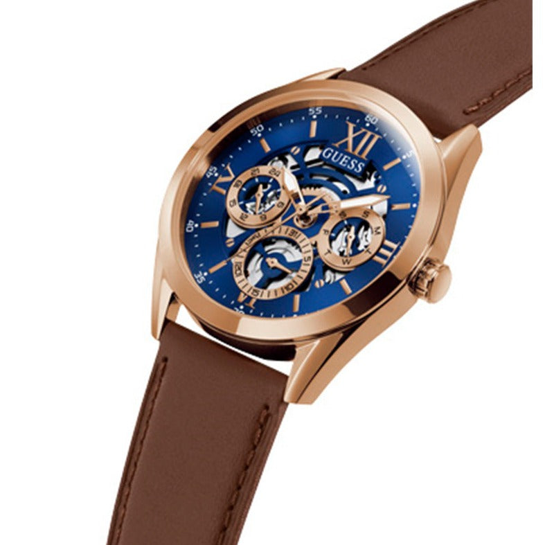  Shop Authentic Guess Tailor Analog Blue Dial Brown Leather Strap Watch for Men - GW0389G3 - Luxxuri