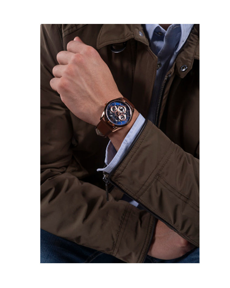  Shop Authentic Guess Tailor Analog Blue Dial Brown Leather Strap Watch for Men - GW0389G3 - Luxxuri