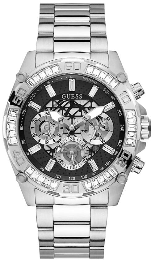  Shop Authentic Guess Trophy Chronograph Diamonds Black Dial Silver Steel Strap Watch for Men - GW0390G1 - Luxxuri