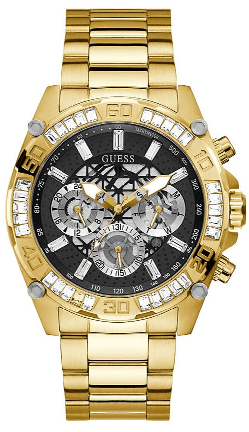  Shop Authentic Guess Trophy Diamonds Black Dial Gold Steel Strap Watch for Men - GW0390G2 - Luxxuri