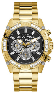  Shop Authentic Guess Trophy Diamonds Black Dial Gold Steel Strap Watch for Men - GW0390G2 - Luxxuri