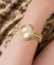  Shop Authentic Guess Gala Diamonds Gold Dial Gold Steel Strap Watch for Women - GW0401L2 - Luxxuri