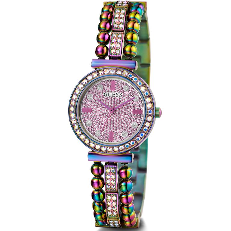  Shop Authentic Guess Intricate Iridescent Crystals Purple Dial Purple Steel Strap Watch for Women - GW0401L4 - Luxxuri