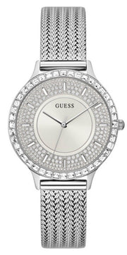 Shop Authentic Guess Soiree Diamonds Silver Dial Silver Mesh Bracelet Watch for Women - GW0402L1 - Luxxuri
