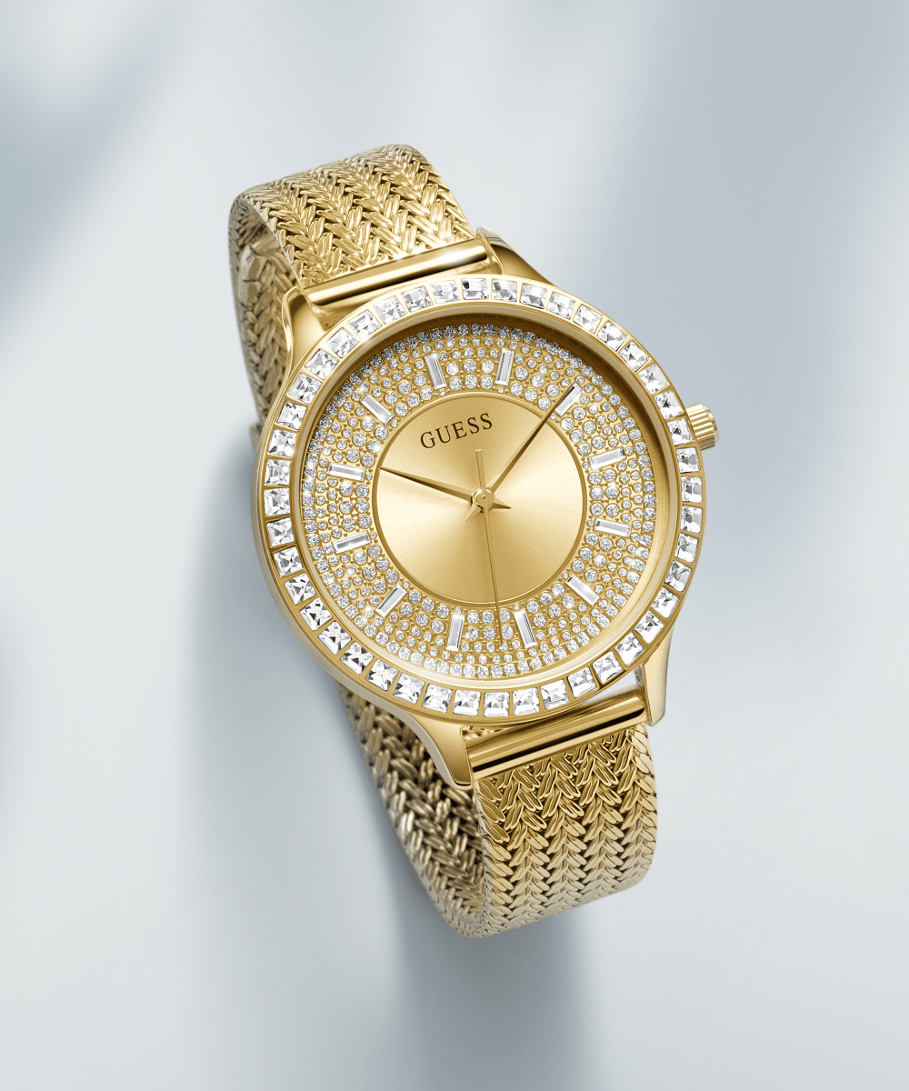  Shop Authentic Guess Willow Two Tine Dial Gold Mesh Bracelet Watch For Women - W0836L3 - Luxxuri