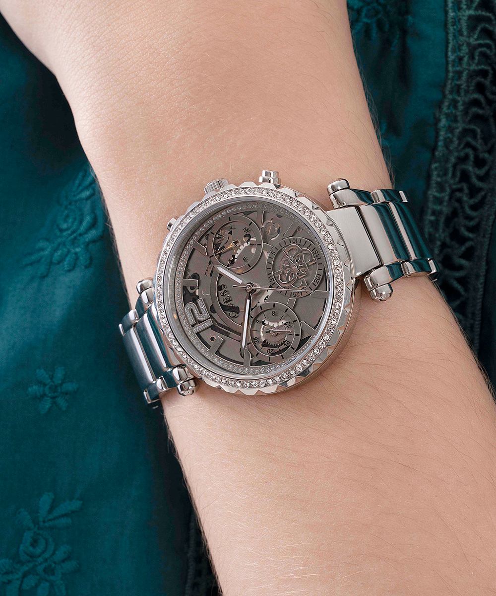 Shop Authentic Guess Solstice Diamonds Silver Dial Silver Steel Strap Watch for Women - GW0403L1 - Luxxuri