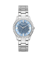  Shop Authentic Guess Glitter Burst Diamonds Blue Dial Silver Steel Strap Watch for Women - GW0405L1 - Luxxuri