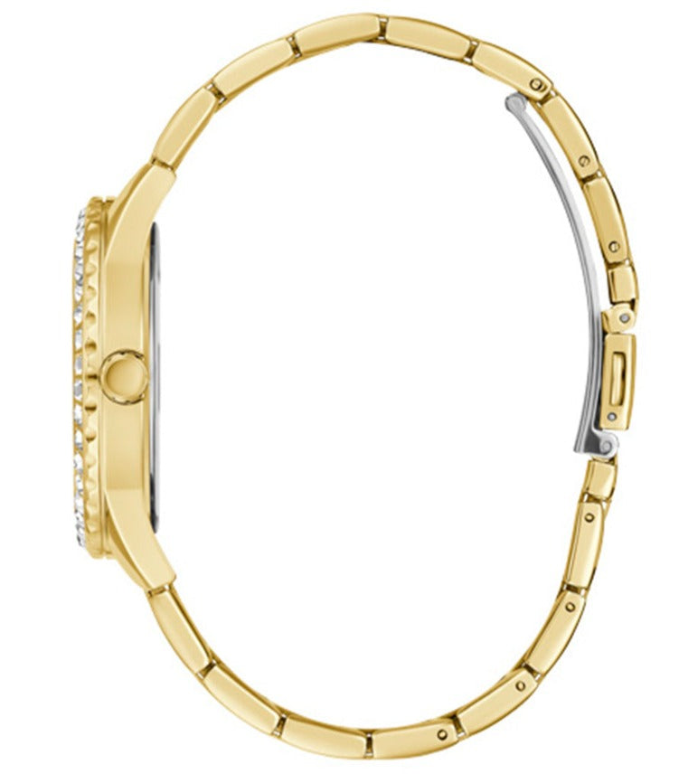  Shop Authentic Guess Night Life Diamonds Black Dial Gold Steel Strap Watch for Women - GW0405L2 - Luxxuri