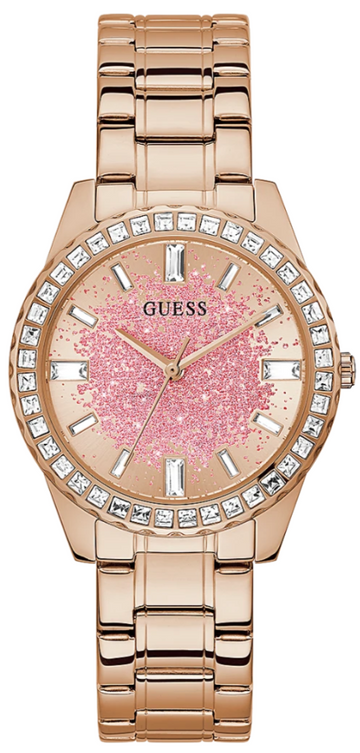  Shop Authentic Guess Glitter Diamonds Pink Dial Rose Gold Steel Strap Watch for Women - GW0405L3 - Luxxuri