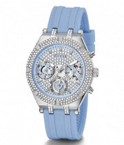  Shop Authentic Guess Confetti Crystal Silver Dial Blue Rubber Strap Watch For Women - W1098L3 - Luxxuri