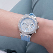  Shop Authentic Guess Confetti Crystal Silver Dial Blue Rubber Strap Watch For Women - W1098L3 - Luxxuri