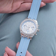  Shop Authentic Guess Heiress Diamonds Blue Dial Blue Rubber Strap Watch for Women - GW0407L1 - Luxxuri