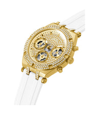  Shop Authentic Guess Heiress Diamonds Gold Dial White Rubber Strap Watch for Women - GW0407L2 - Luxxuri