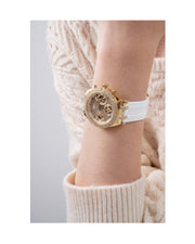  Shop Authentic Guess Heiress Diamonds Gold Dial White Rubber Strap Watch for Women - GW0407L2 - Luxxuri