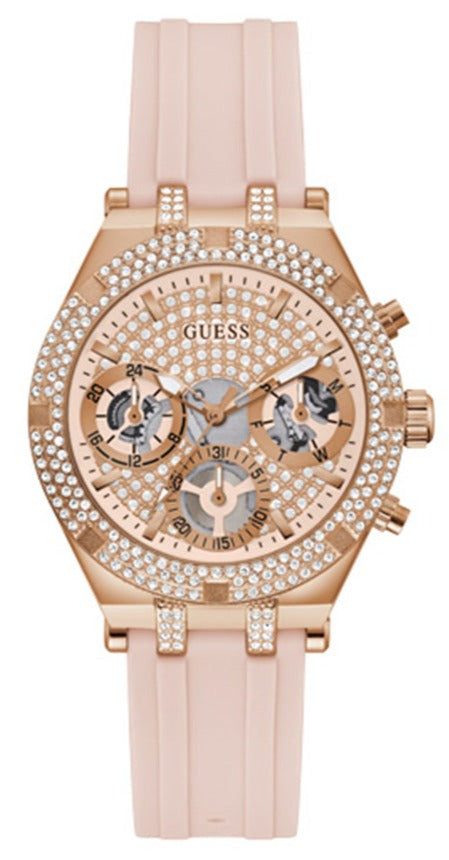  Shop Authentic Guess Heiress Diamonds Rose Gold Dial Pink Rubber Strap Watch for Women - GW0407L3 - Luxxuri