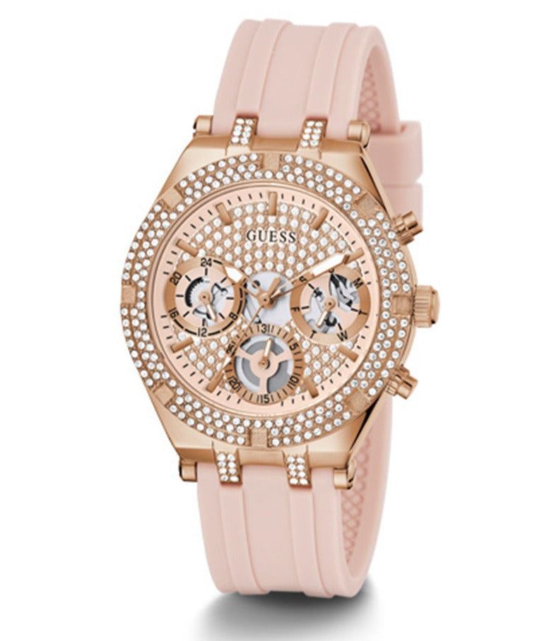  Shop Authentic Guess Heiress Diamonds Rose Gold Dial Pink Rubber Strap Watch for Women - GW0407L3 - Luxxuri