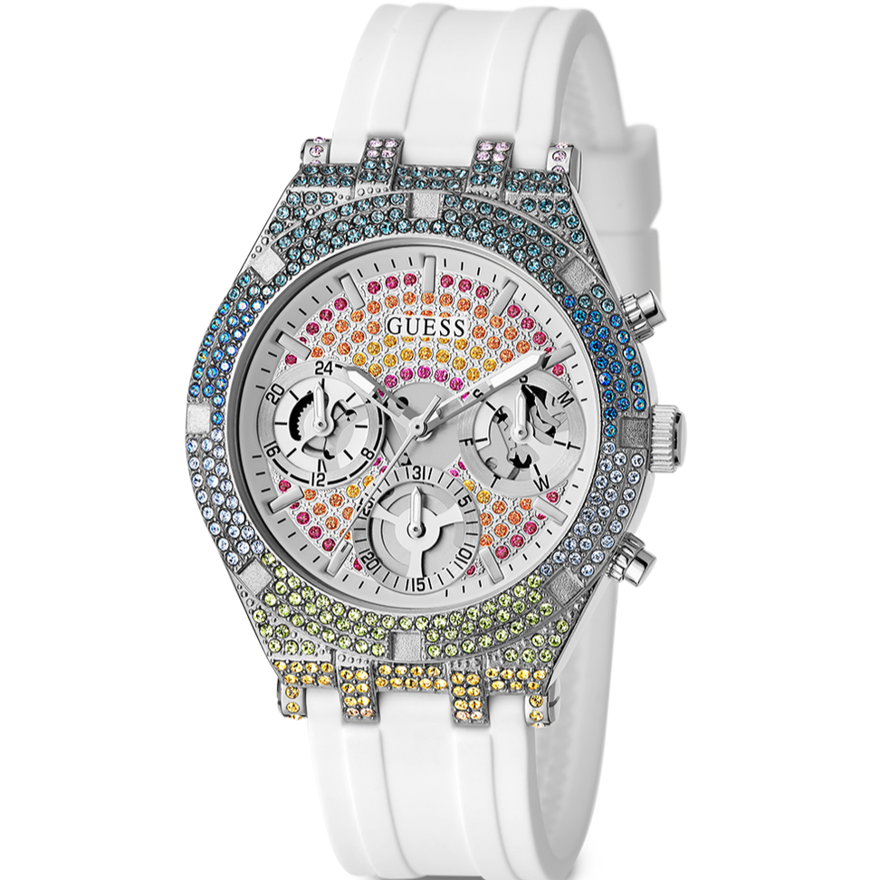  Shop Authentic Guess Glitz Pride Limited Edition White Dial White Rubber Strap Watch for Women - GW0407L4 - Luxxuri