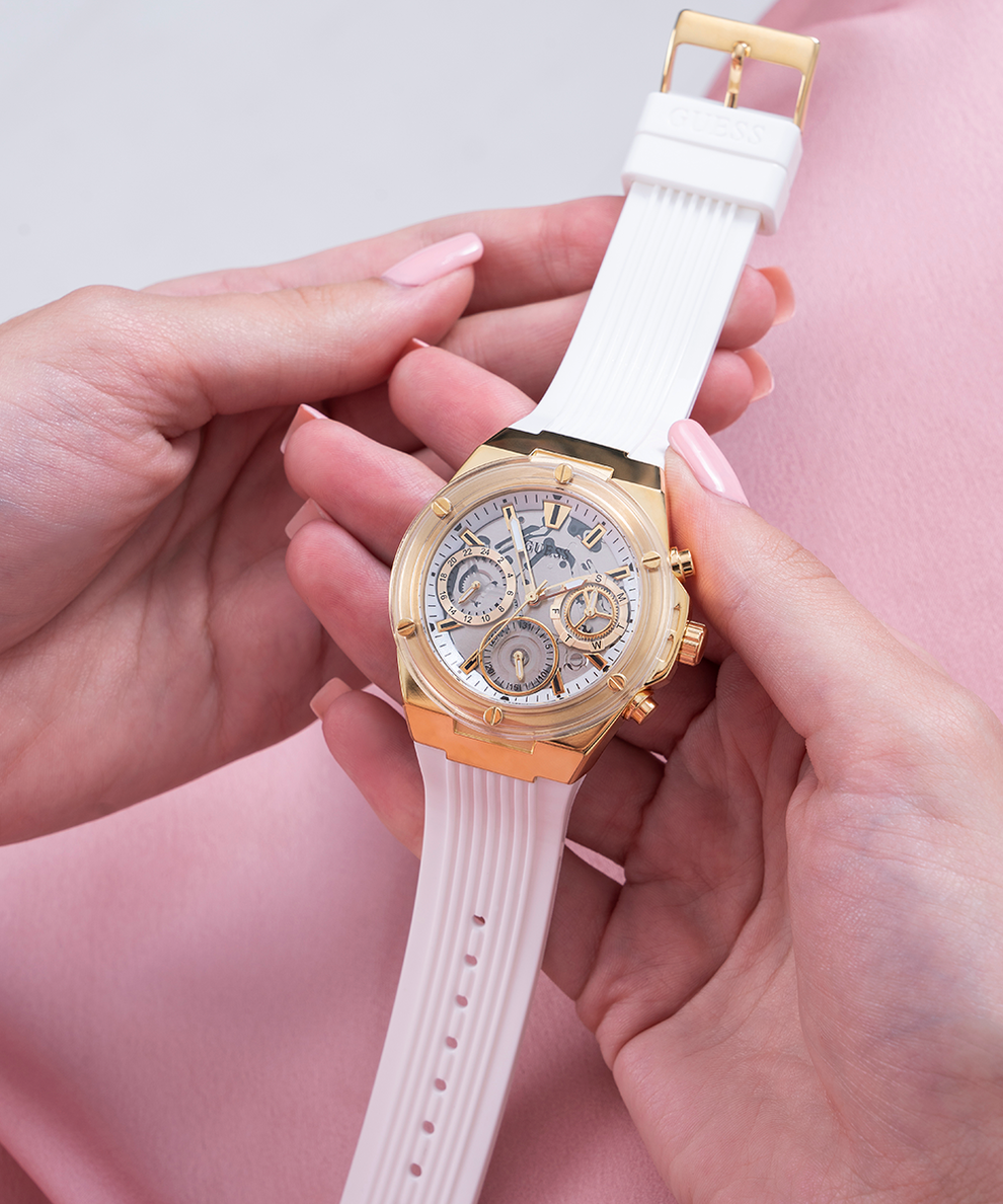  Shop Authentic Guess Athena White Dial White Rubber Strap Watch for Women - GW0409L2 - Luxxuri