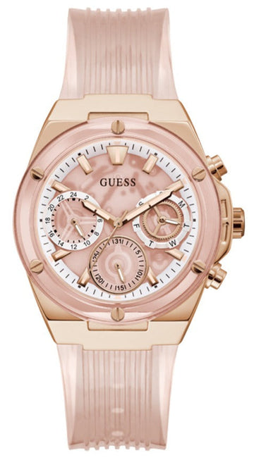  Shop Authentic Guess Athena Rose Gold Dial Rose Gold Rubber Strap Watch for Women - GW0409L3 - Luxxuri