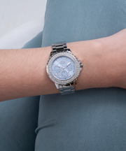  Shop Authentic Guess Bedazzle Diamonds Silver Dial Silver Steel Strap Watch For Women - W1097L1 - Luxxuri
