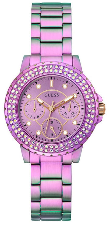  Shop Authentic Guess Crown Jewel Diamonds Purple Dial Purple Steel Strap Watch for Women - GW0410L4 - Luxxuri