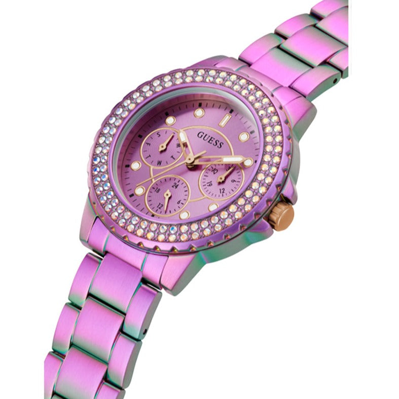  Shop Authentic Guess Crown Jewel Diamonds Purple Dial Purple Steel Strap Watch for Women - GW0410L4 - Luxxuri