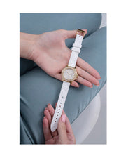  Shop Authentic Guess Crown Jewel Multifunction Diamonds White Dial White Leather Strap Watch for Women - GW0411L1 - Luxxuri