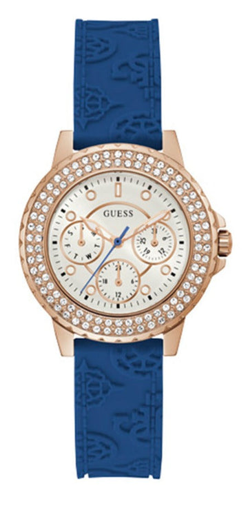  Shop Authentic Guess Crown Jewel Diamonds White Dial Blue Rubber Strap Watch for Women - GW0411L2 - Luxxuri