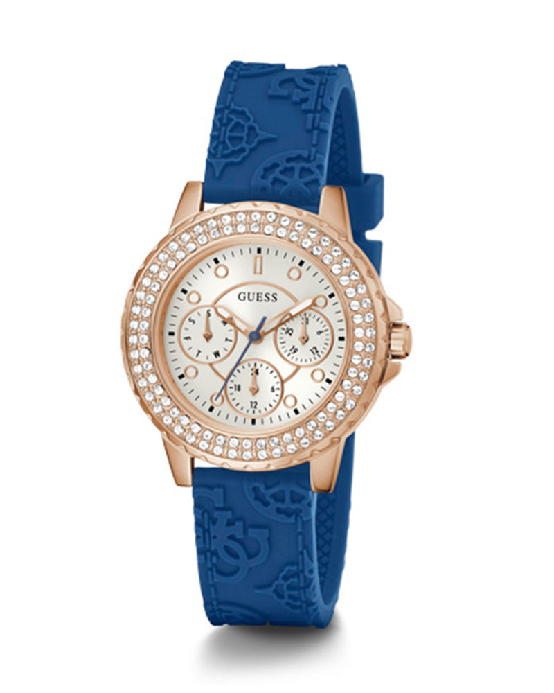  Shop Authentic Guess Crown Jewel Diamonds White Dial Blue Rubber Strap Watch for Women - GW0411L2 - Luxxuri