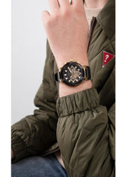  Shop Authentic Guess Matrix Multifunction Gold Dial Black Rubber Strap Watch For Men - GW0423G2 - Luxxuri