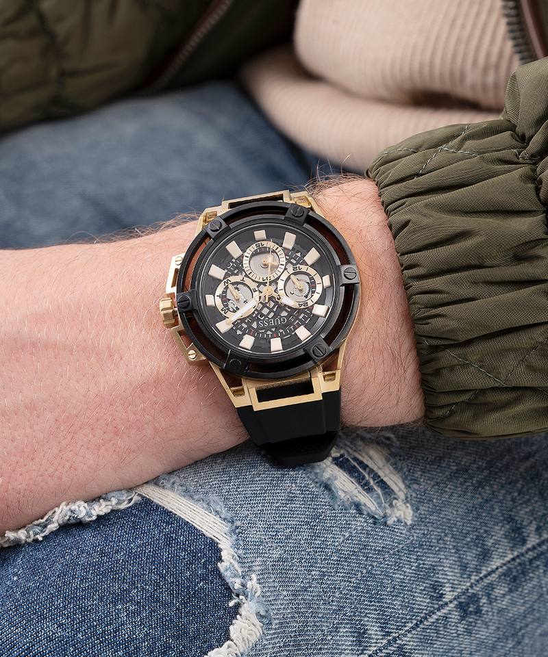  Shop Authentic Guess Delta Black Dial Black Rubber Strap Watch for Men - GW0051G2 - Luxxuri