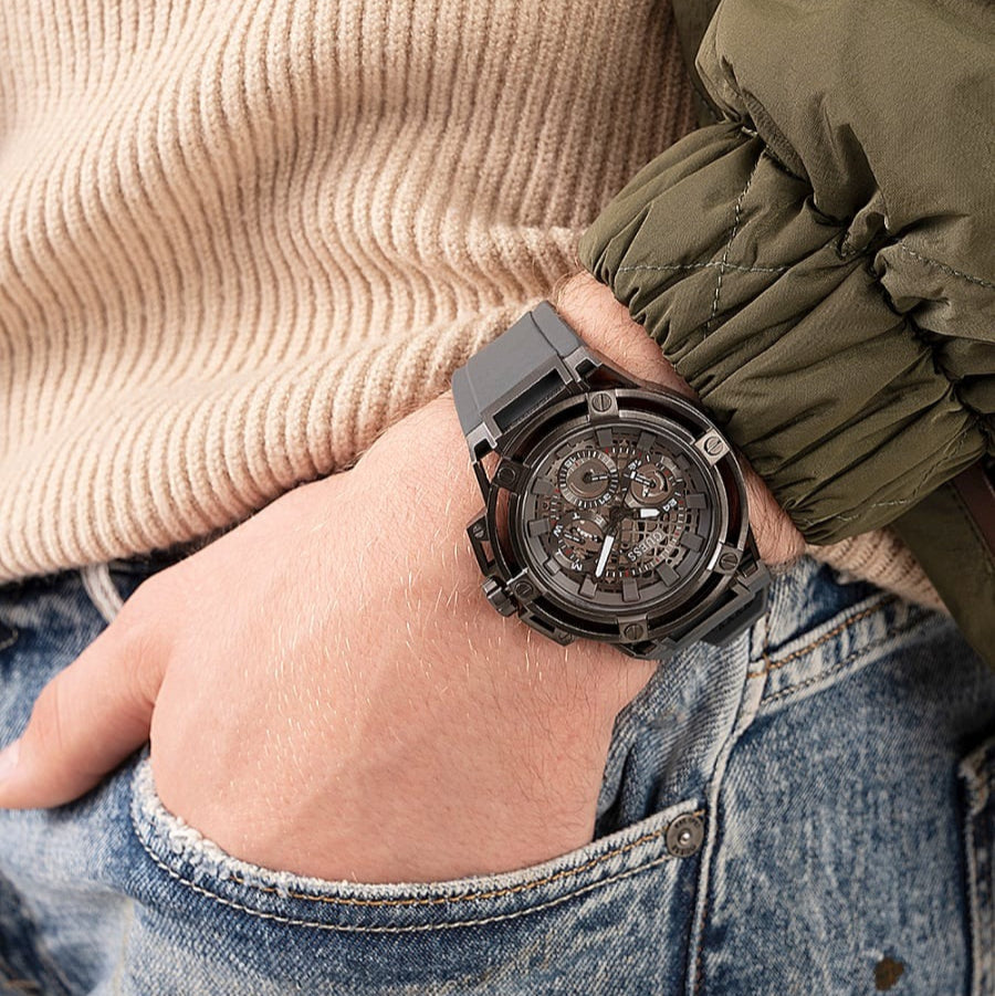  Shop Authentic Guess Matrix Multifunction Grey Dial Grey Rubber Strap Watch for Men - GW0423G3 - Luxxuri