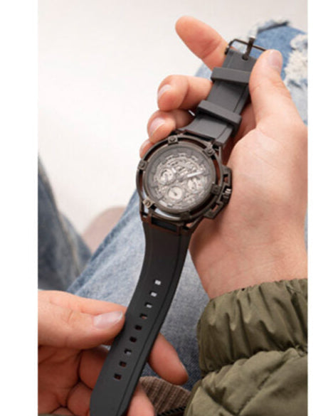  Shop Authentic Guess Matrix Multifunction Grey Dial Grey Rubber Strap Watch for Men - GW0423G3 - Luxxuri