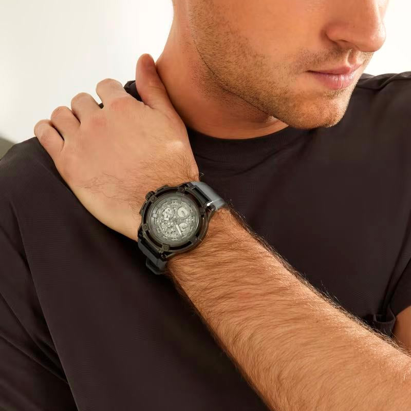  Shop Authentic Guess Matrix Multifunction Grey Dial Grey Rubber Strap Watch for Men - GW0423G3 - Luxxuri