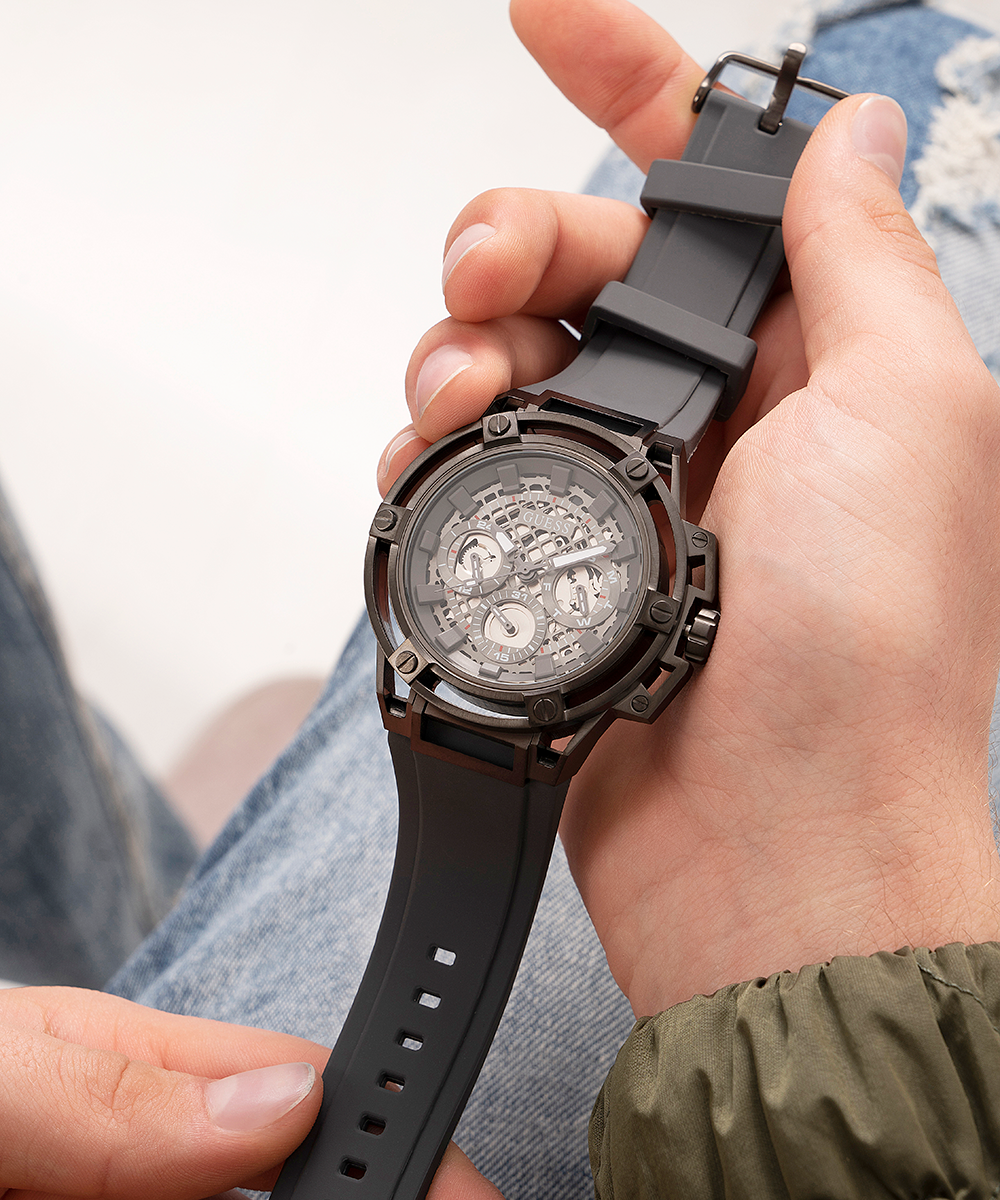  Shop Authentic Guess Matrix Multifunction Grey Dial Grey Rubber Strap Watch for Men - GW0423G3 - Luxxuri