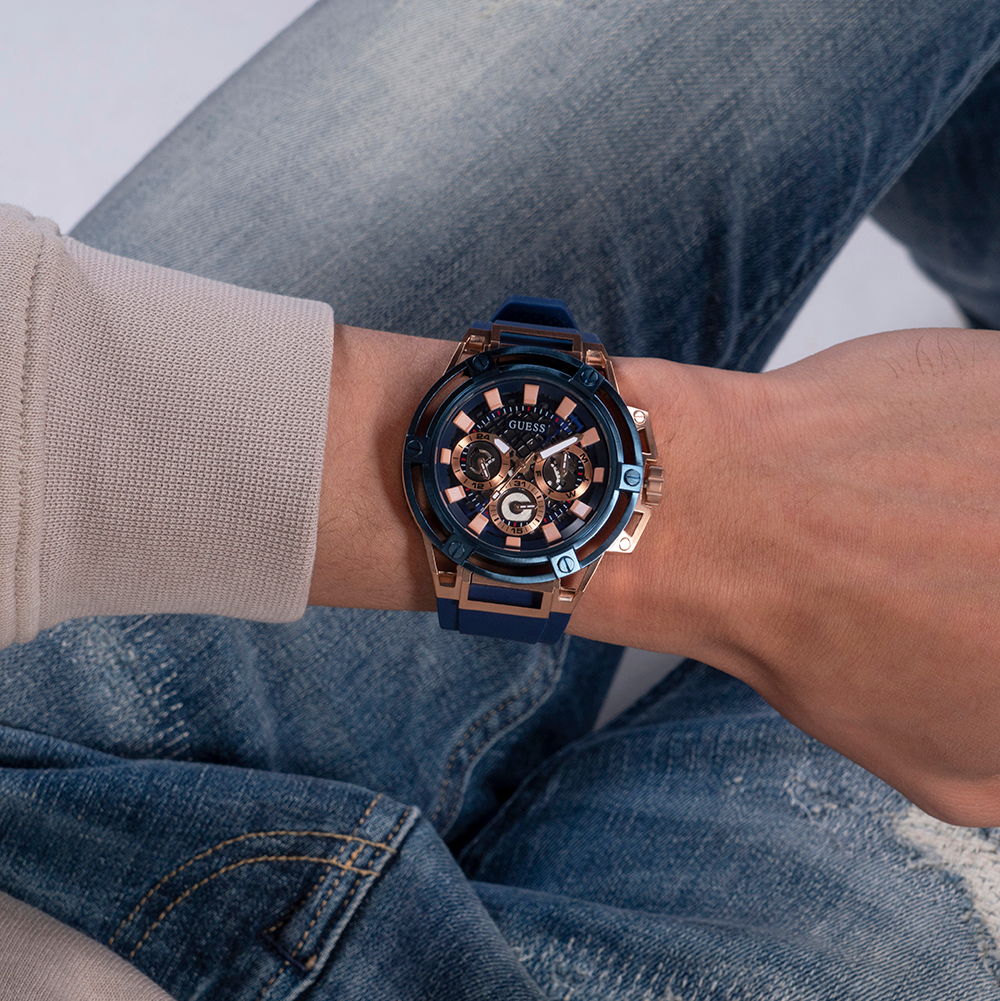  Shop Authentic Guess Matrix Multifunction Blue Dial Blue Rubber Strap Watch for Men - GW0423G4 - Luxxuri