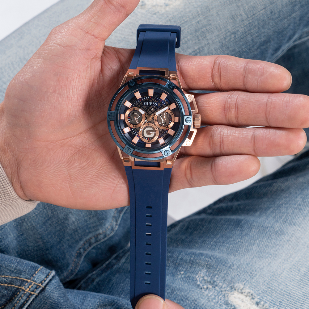  Shop Authentic Guess Matrix Multifunction Blue Dial Blue Rubber Strap Watch for Men - GW0423G4 - Luxxuri