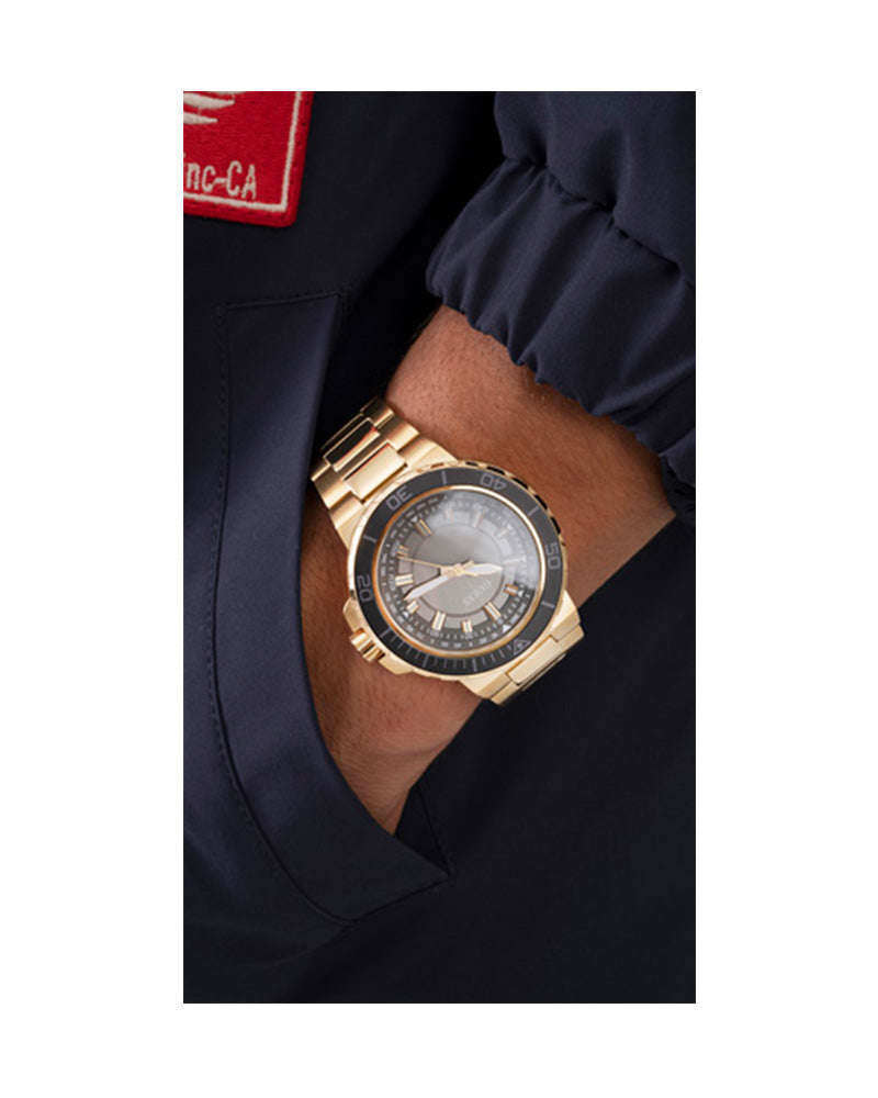  Shop Authentic Guess Track Grey Dial Gold Steel Strap Watch for Men - GW0426G2 - Luxxuri