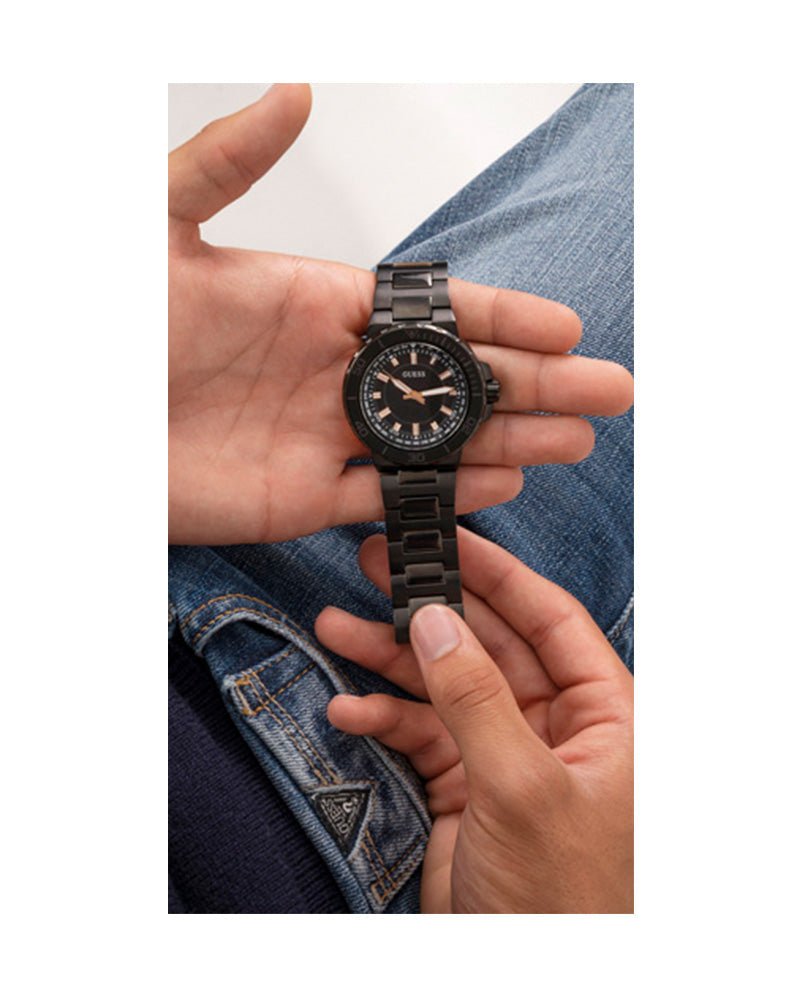  Shop Authentic Guess Track Black Dial Black Steel Strap Watch for Men - GW0426G3 - Luxxuri