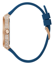  Shop Authentic Guess Multifunction Crystals Rose Gold Dial Blue Rubber Strap Watch For Women - GW0439L4 - Luxxuri
